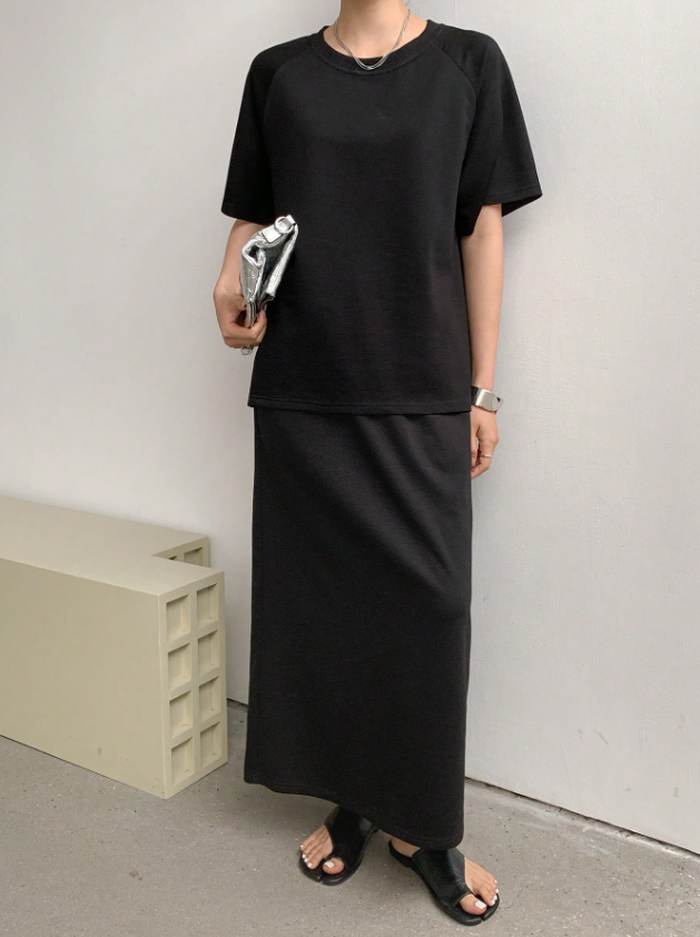 Luxury Top and Skirt in Black