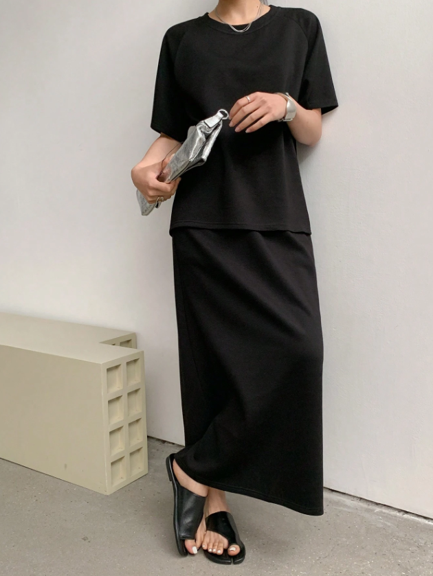 Luxury Top and Skirt in Black