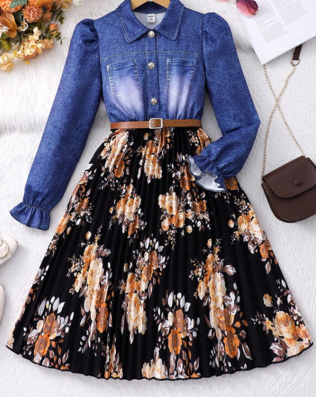 Belted Jean Floral Dress