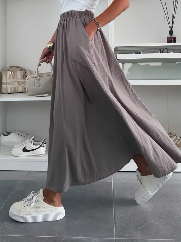 Casually High Elastic Waist Skirt