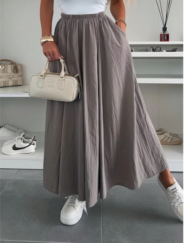 Casually High Elastic Waist Skirt