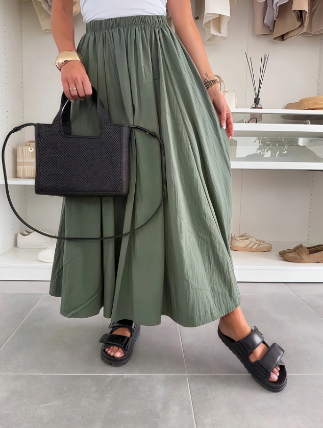 Casually High Elastic Waist Skirt