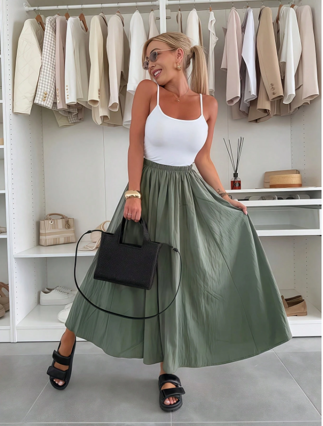 Casually High Elastic Waist Skirt