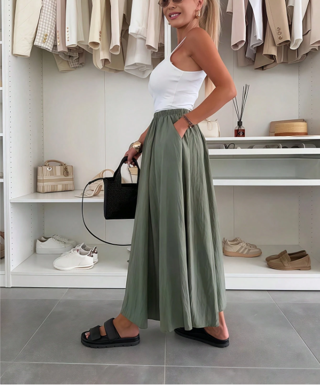 Casually High Elastic Waist Skirt