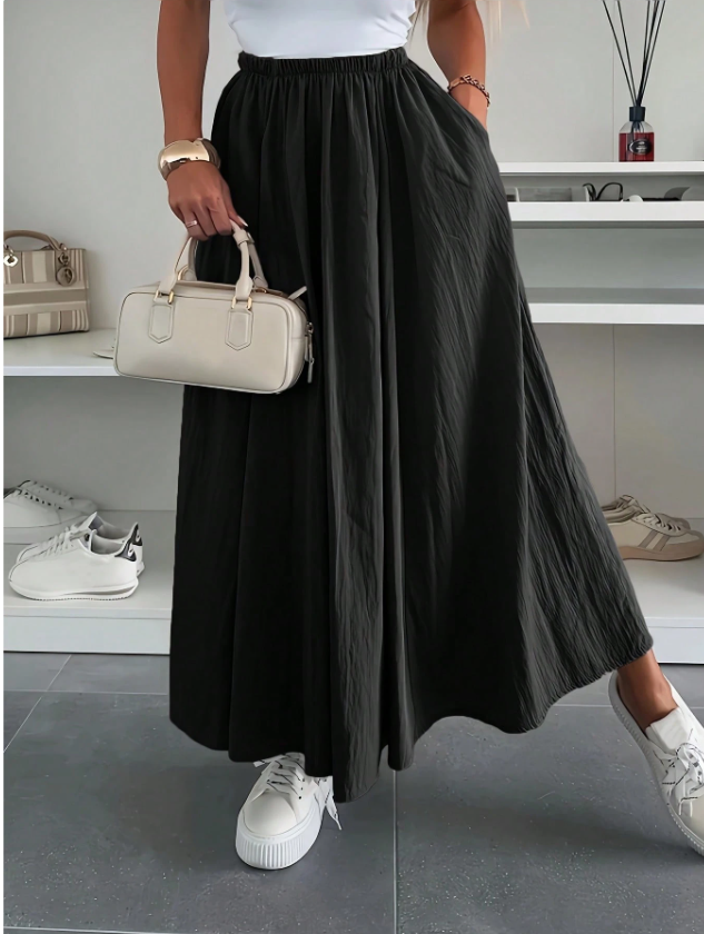 Casually High Elastic Waist Skirt