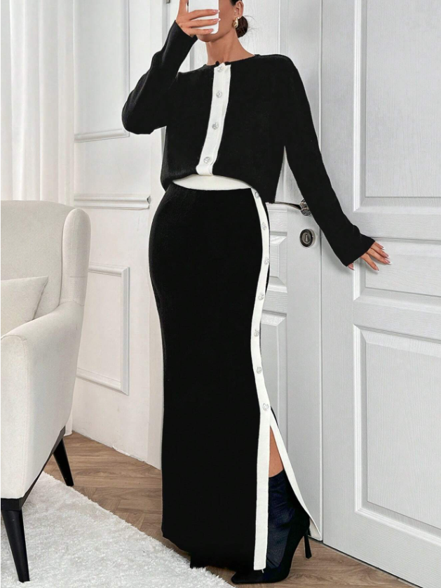Slim Lined Sweater Suit