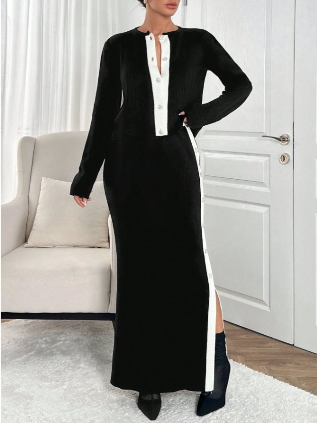Slim Lined Sweater Suit