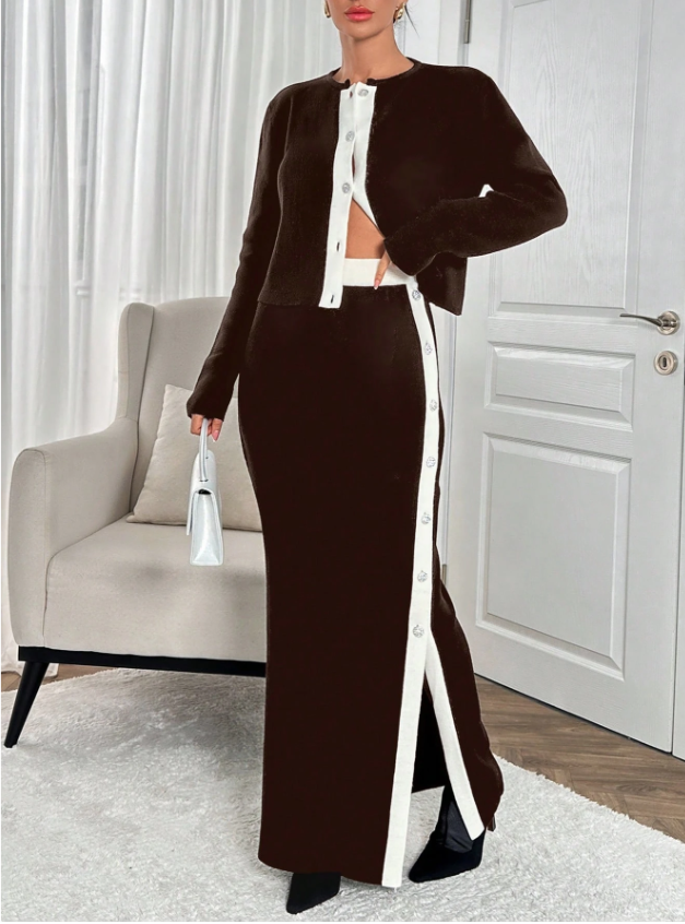 Slim Lined Sweater Suit
