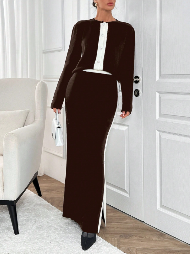 Slim Lined Sweater Suit