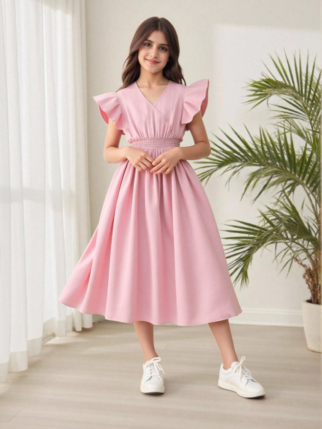 Ruffle Sleeve Detailed Dress
