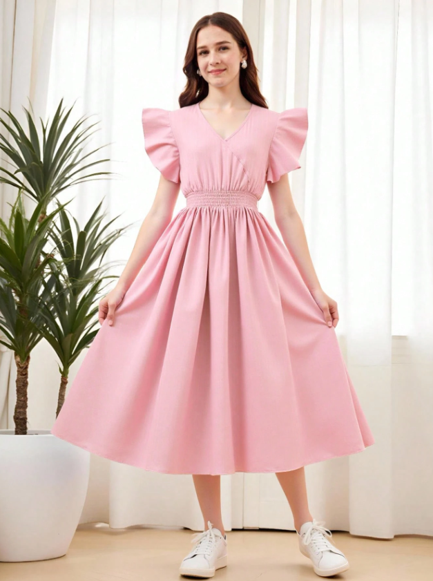 Ruffle Sleeve Detailed Dress