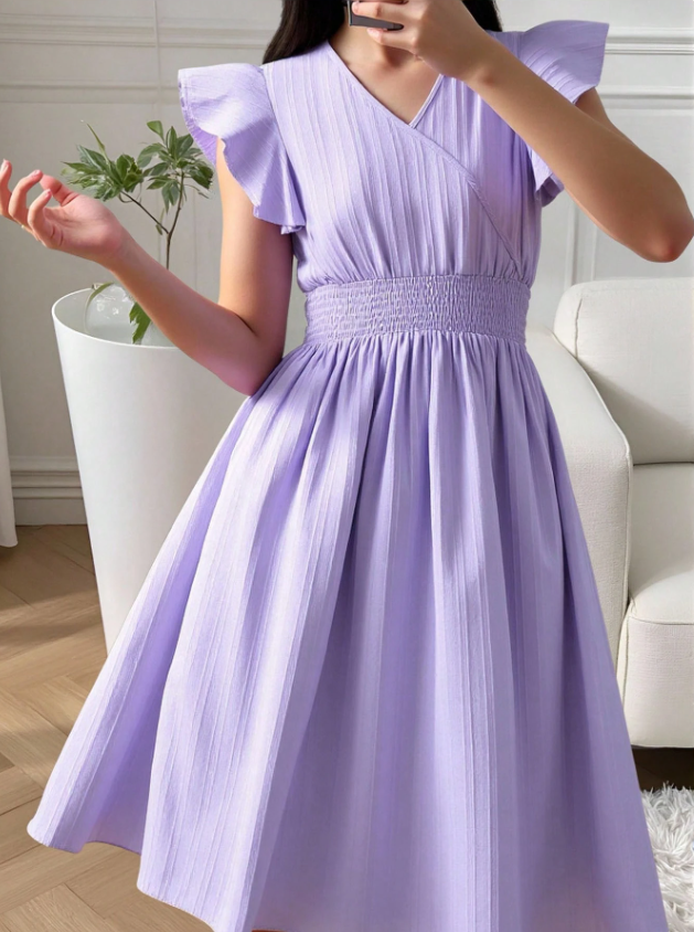 Ruffle Sleeve Detailed Dress