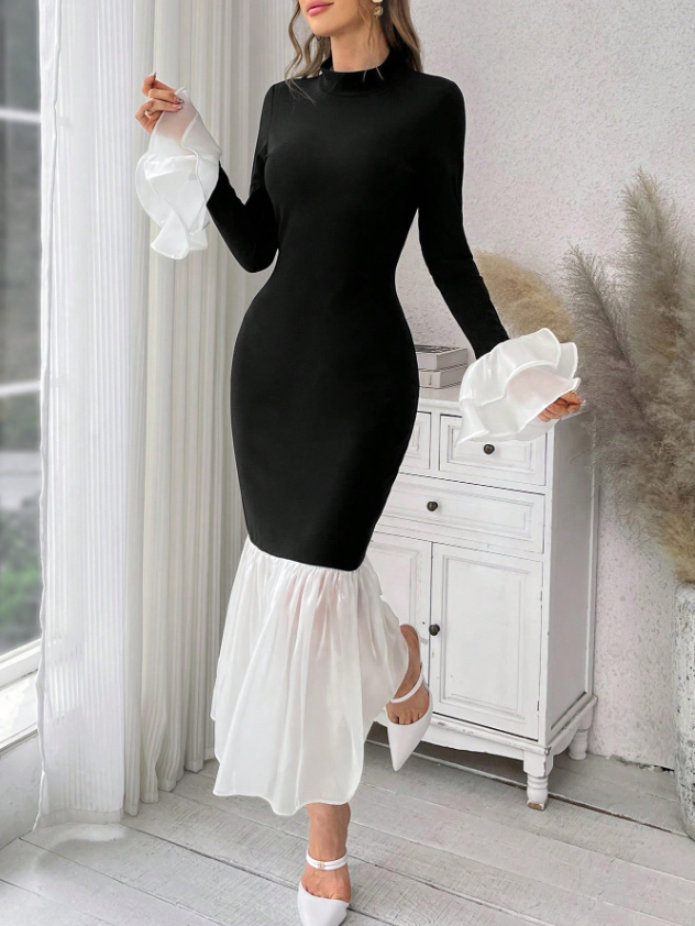 Black and White Elegance Dress