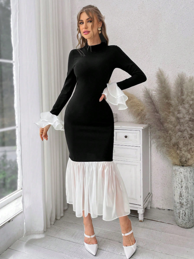 Black and White Elegance Dress
