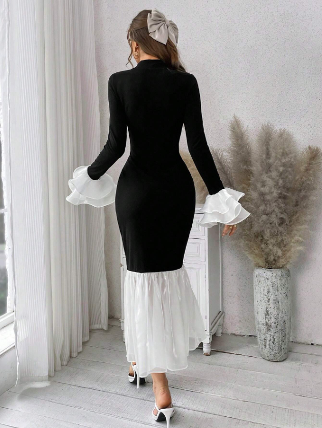 Black and White Elegance Dress
