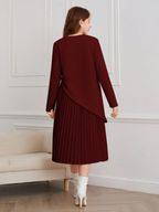 Assymetrical Sweater and Pleated Dress