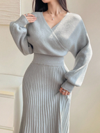 Soft and Gray Knit Top and Bottom