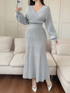 Soft and Gray Knit Top and Bottom