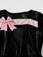 Velvet Black with a Pink Bow Dress