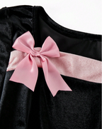 Velvet Black with a Pink Bow Dress