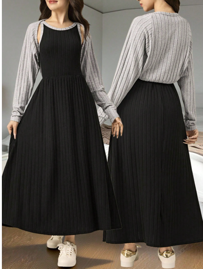 Knitted Classic Dress with Shawl