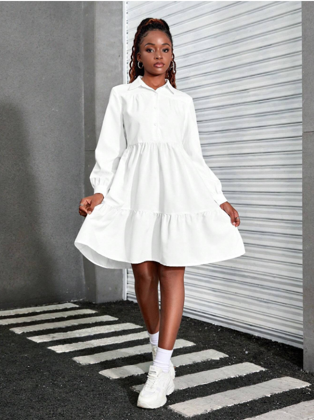 Ruffles in All White Dress TEENs