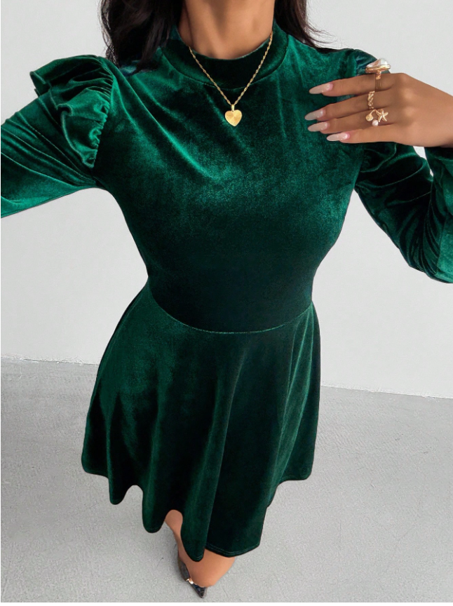 Velvet and Green Dress