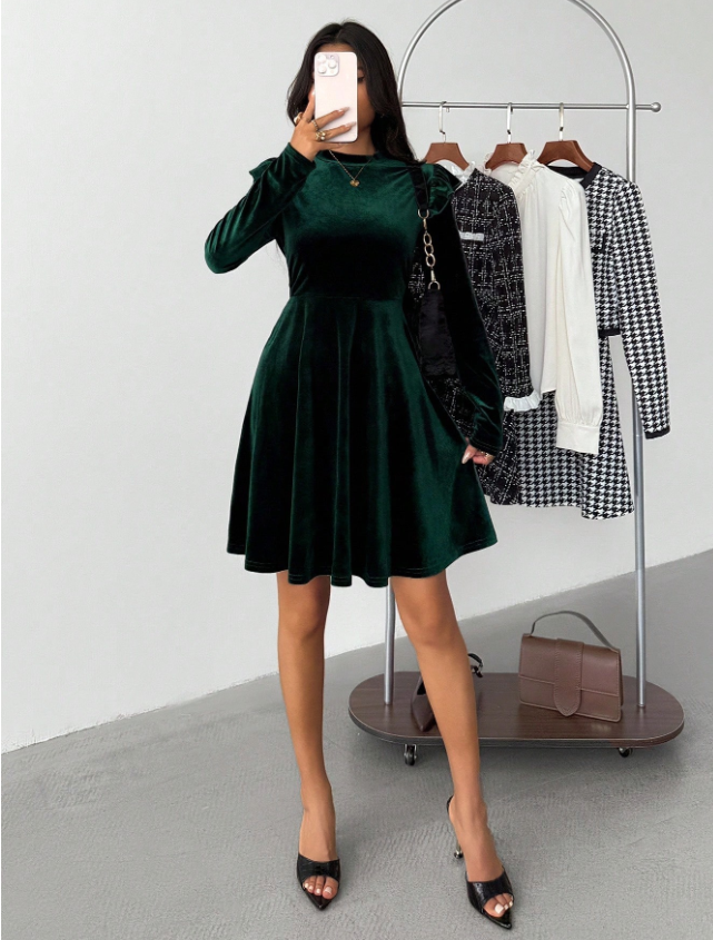 Velvet and Green Dress