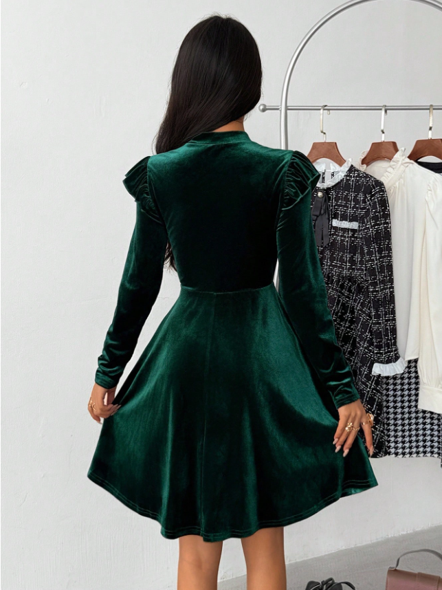Velvet and Green Dress