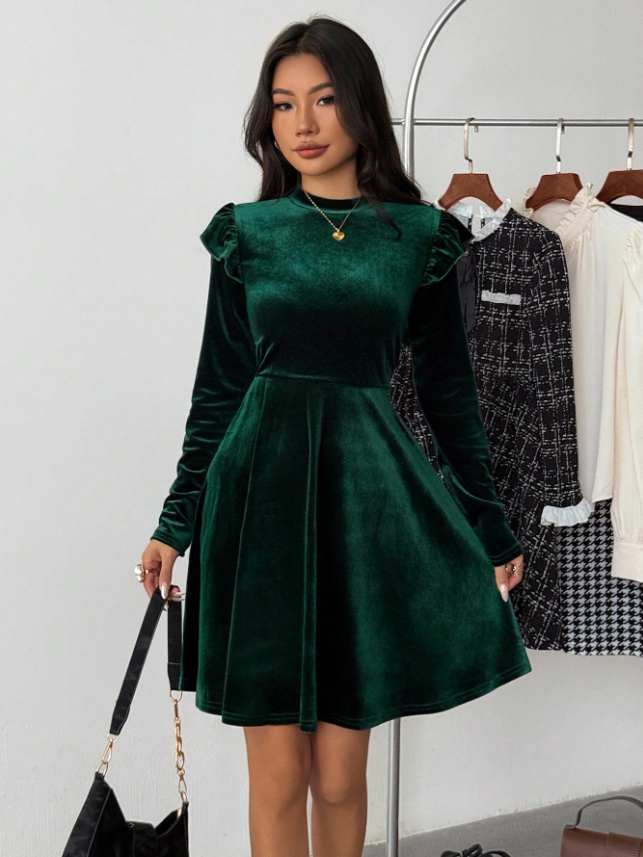 Velvet and Green Dress