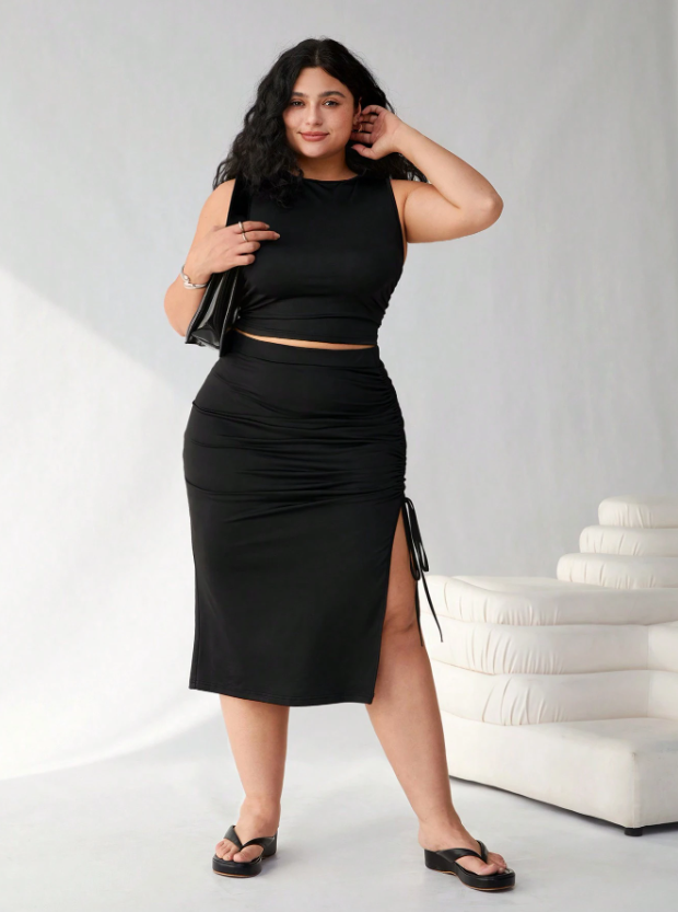 Detailed Cinched Skirt and Matching Top