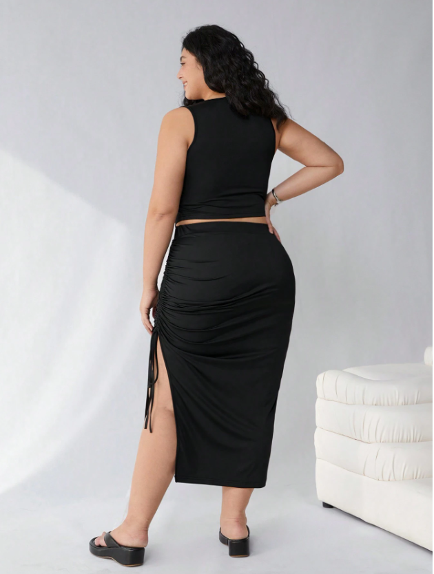 Detailed Cinched Skirt and Matching Top