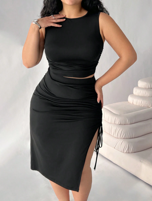 Detailed Cinched Skirt and Matching Top