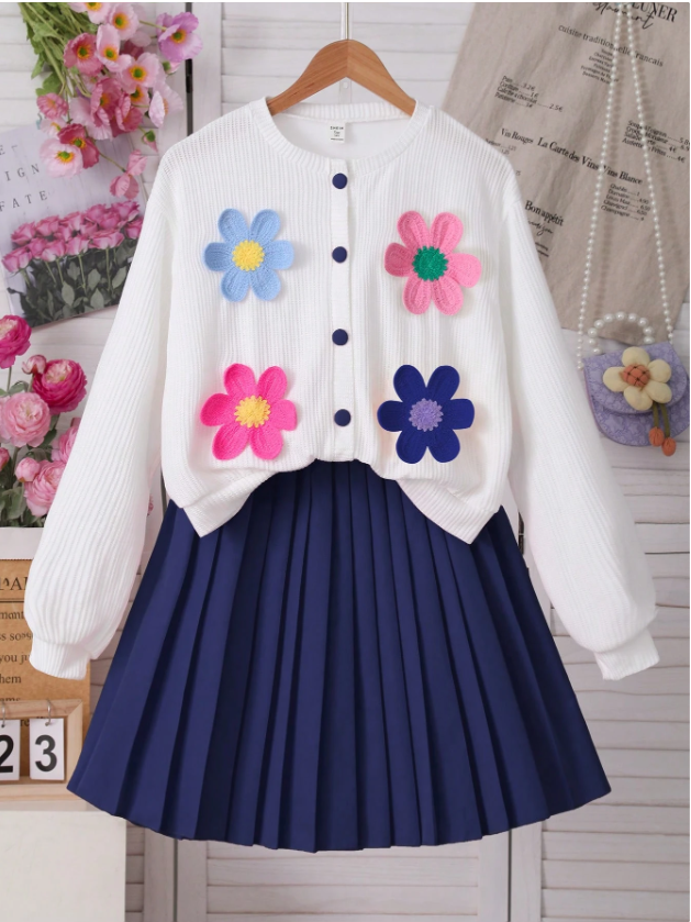 Cute in Crochet Flowers GIRLs 2PC