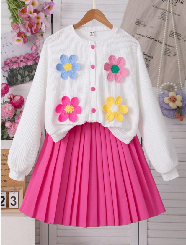 Cute in Crochet Flowers GIRLs 2PC