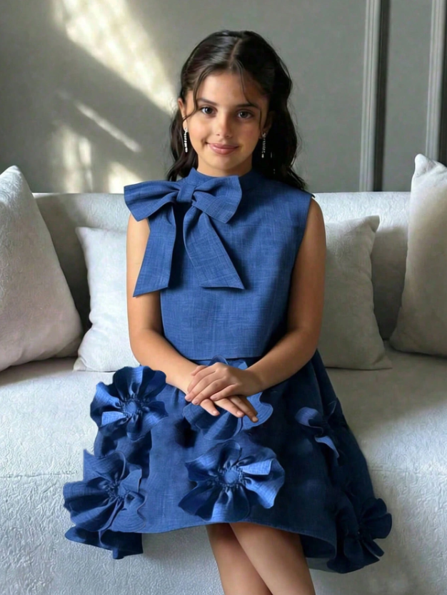 Flower Accents GIRLs Fashion Dress