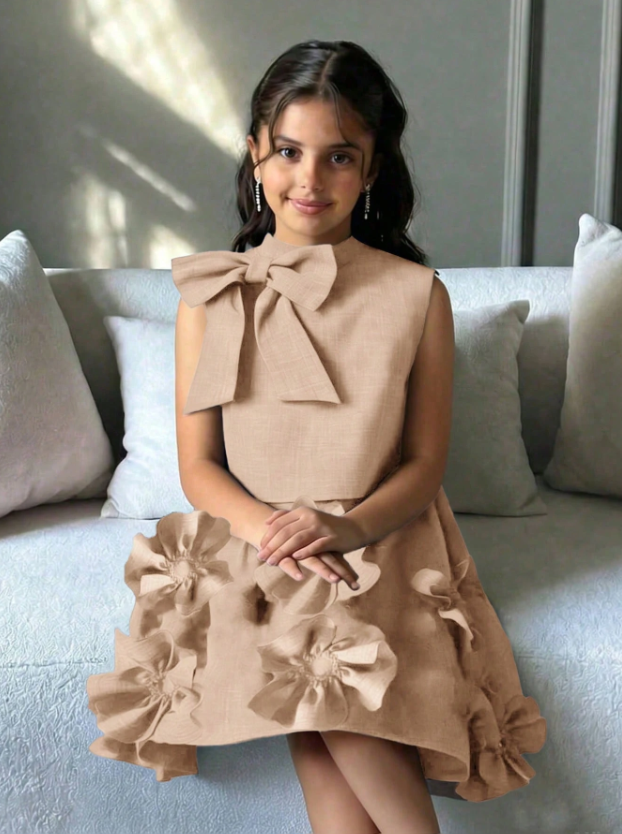 Flower Accents GIRLs Fashion Dress