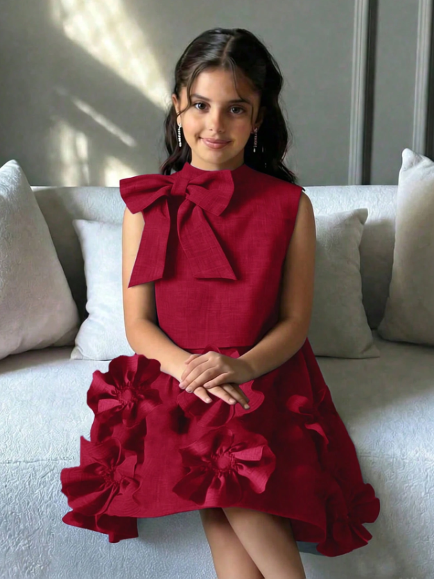 Flower Accents GIRLs Fashion Dress