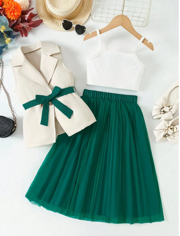 GIRLs Suit Vest and Skirt