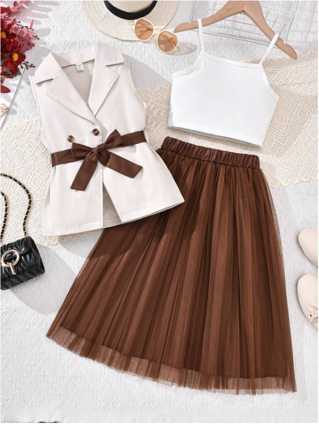 GIRLs Suit Vest and Skirt