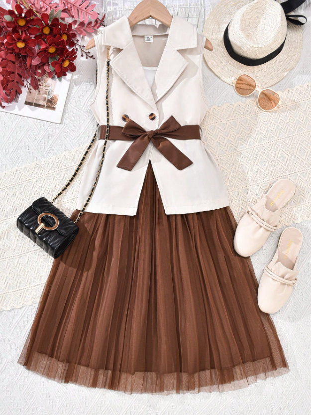 GIRLs Suit Vest and Skirt