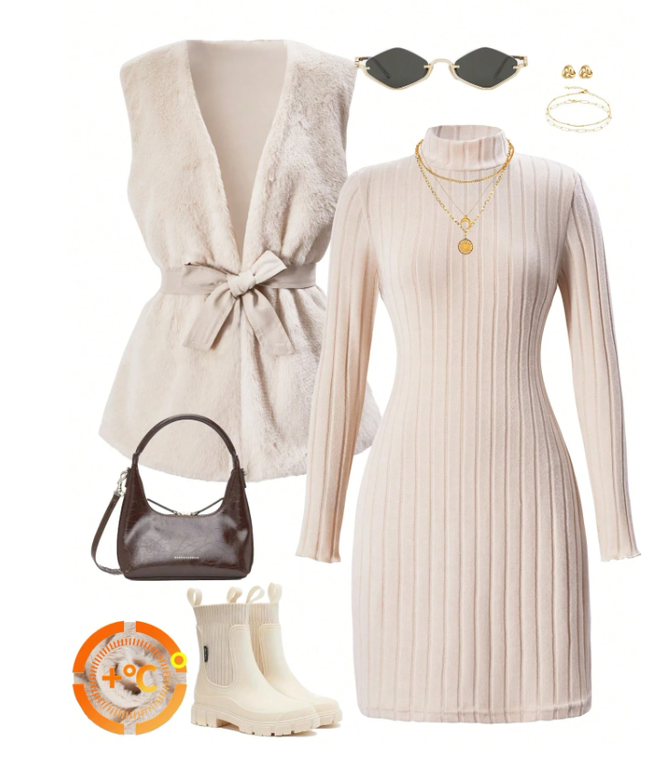 GIRLs Fashion Fur Dress with Belt