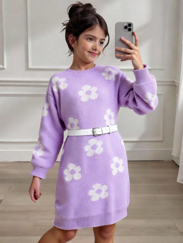 GIRLs Flowers in Purple Dress