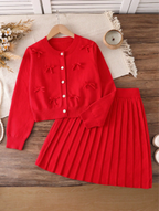 GIRLs Cozy Cardigan and Skirt
