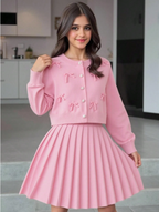 GIRLs Cozy Cardigan and Skirt