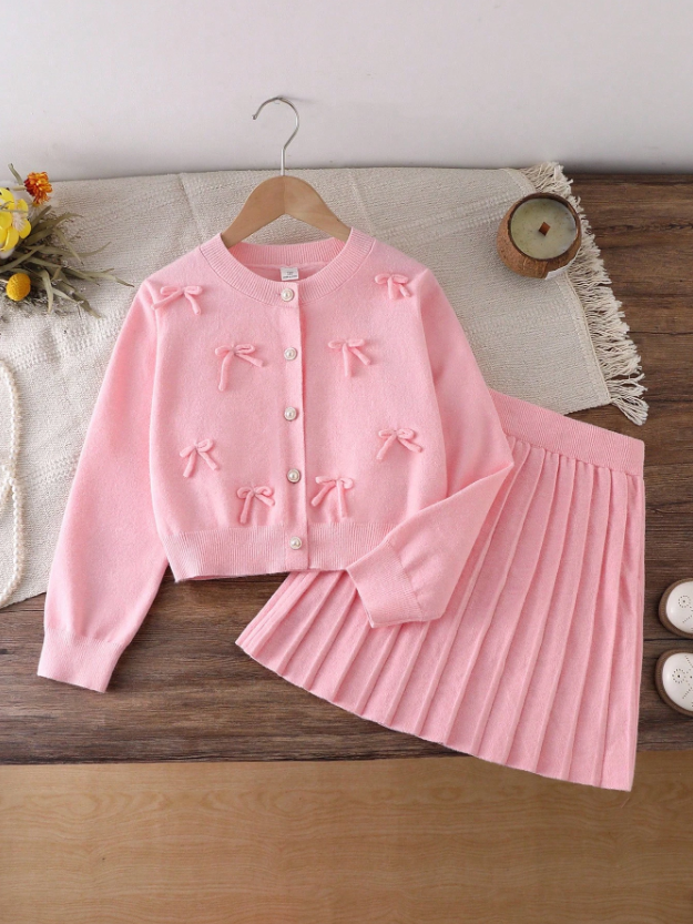 GIRLs Cozy Cardigan and Skirt