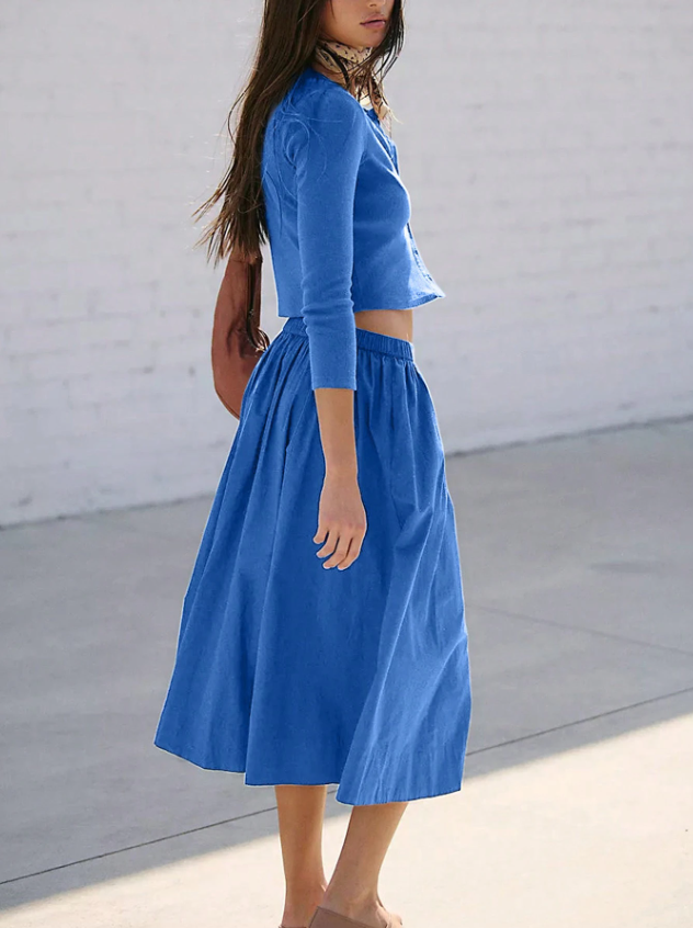 Cropped Button Top and Skirt
