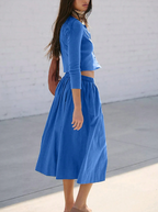 Cropped Button Top and Skirt