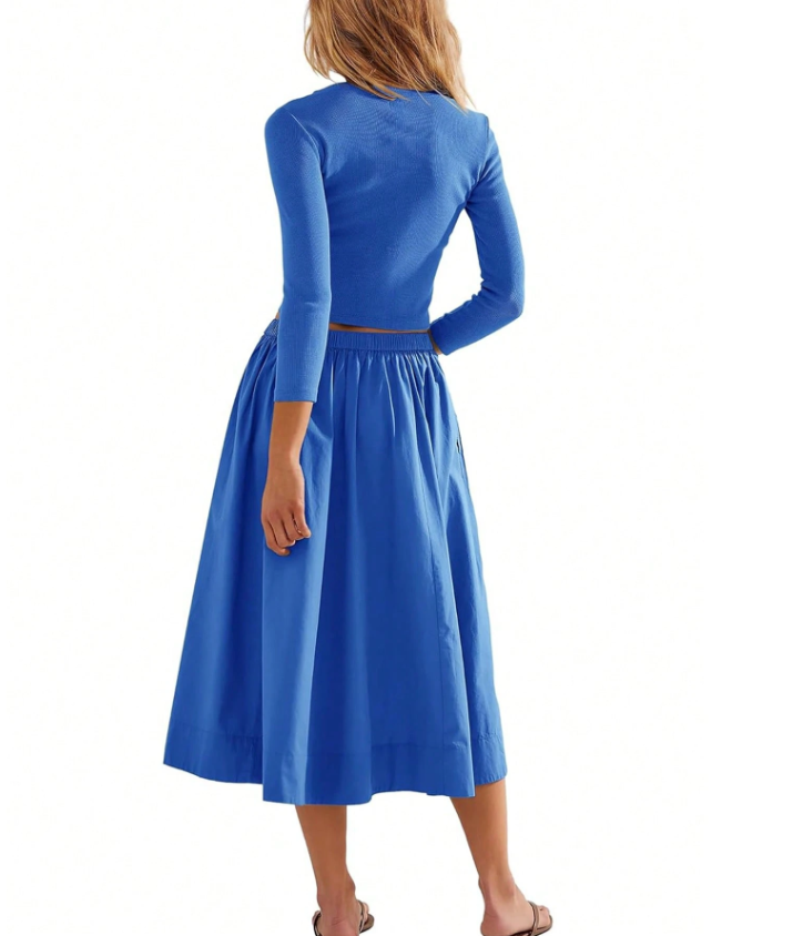 Cropped Button Top and Skirt