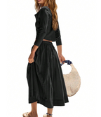 Cropped Button Top and Skirt